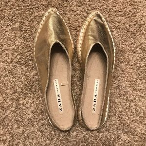 Zara espadrille fabric mules in Gold